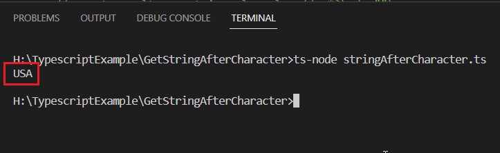 Typescript get string after character using substring method and indexOF()