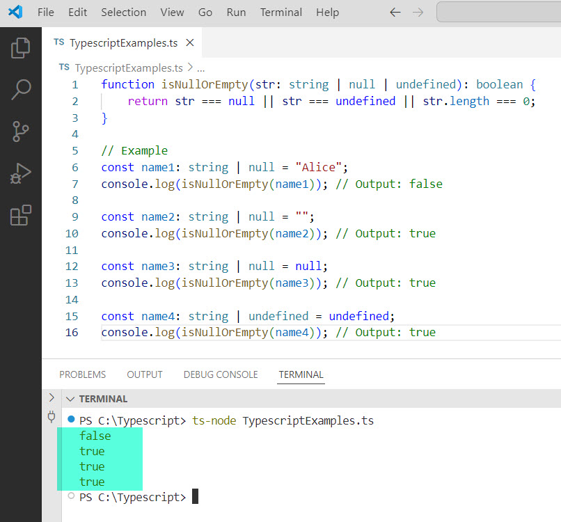 typescript string is null or empty