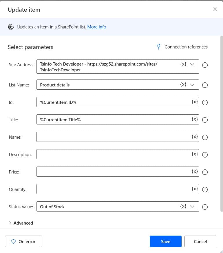 update item in SharePoint list using Microsoft Power Automate Desktop