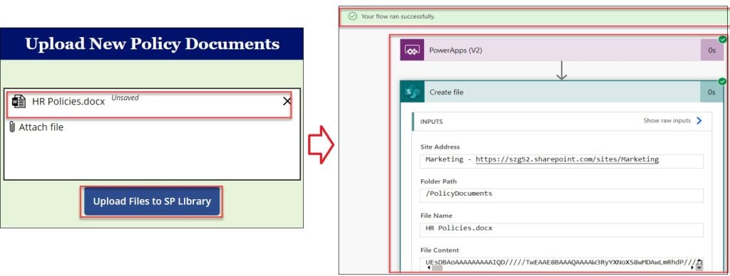 upload file from power apps to sharepoint library