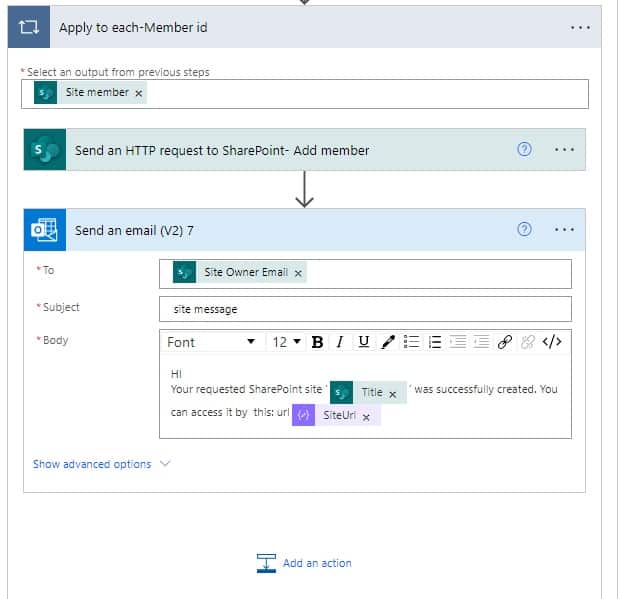 Using Microsoft flow how to create SharePoint Online sites