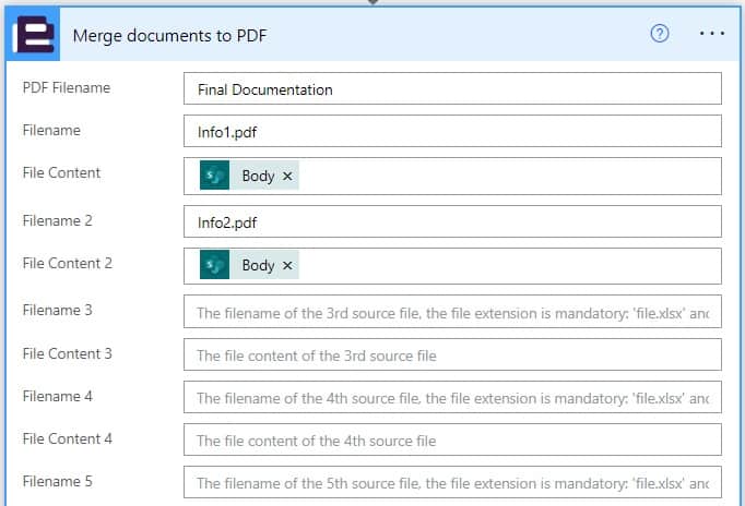 merge pdf files in Power Automate