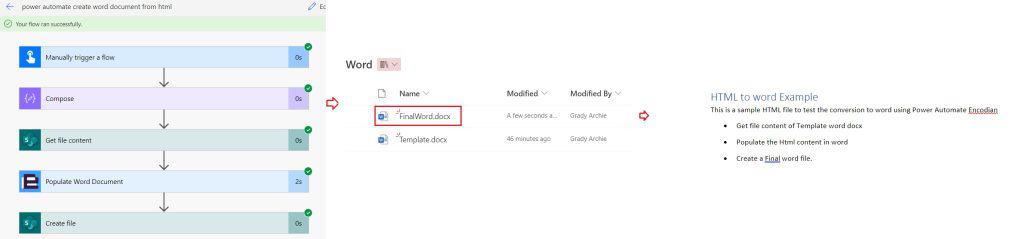 Create a Word Document from HTML using Power Automate