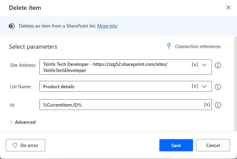 Using Microsoft Power automate Desktop delete item in SharePoint list