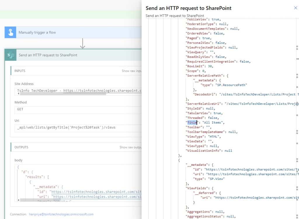 how to get  SharePoint list views using power automate