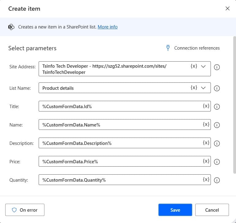 Using MS Power automate Desktop create item in SharePoint Online list