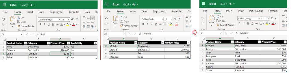 Using Power automate copy data from excel to excel