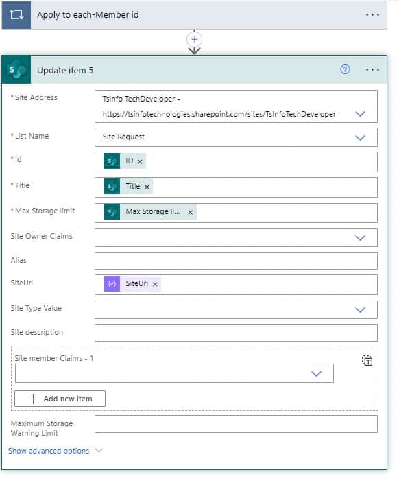 Using Power automate how to create SharePoint Online sites