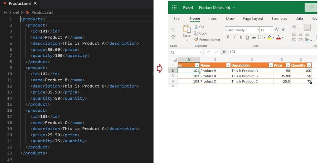 Using Power automate loop through XML data insert into excel