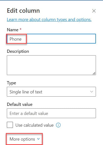 validation setting in sharepoint list