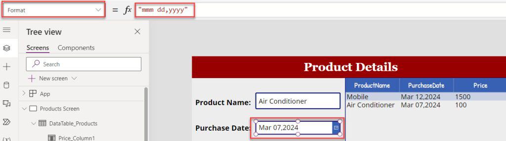 value function in powerapps