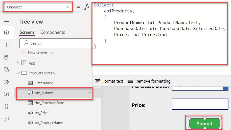 value in powerapps