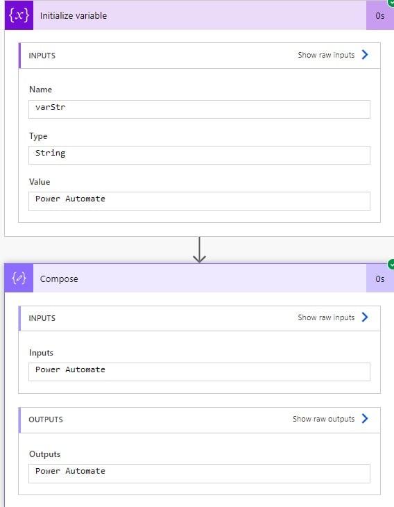 variables in power automate