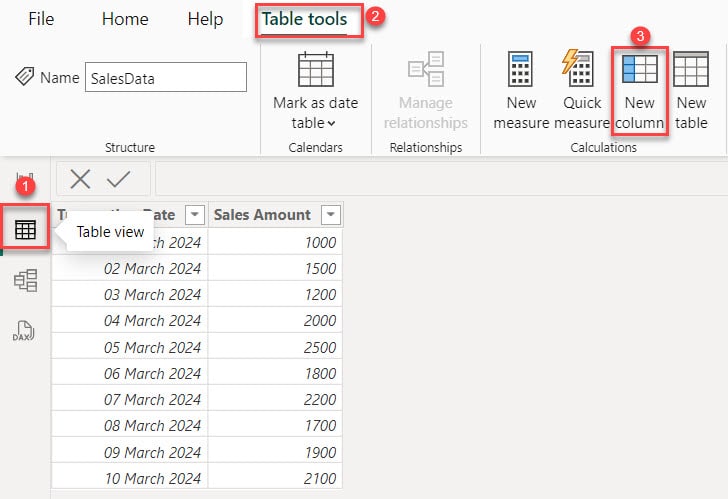 weekday in Power BI dax