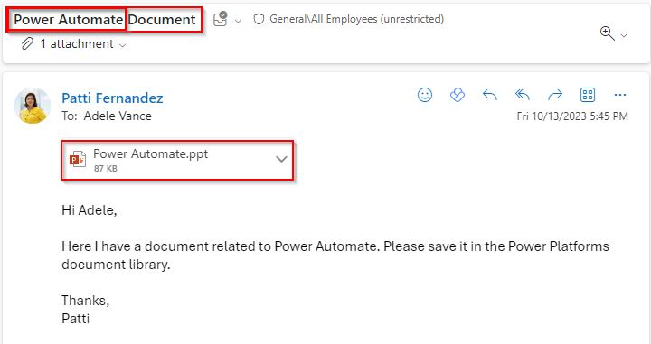 power automate when a new email arrives subject filter wildcard