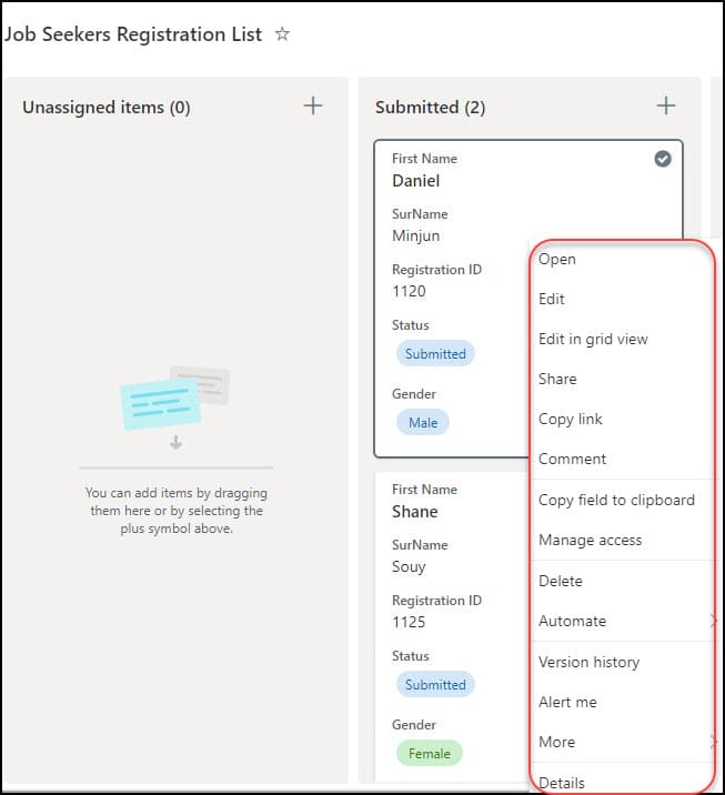 Working with SharePoint List Board View