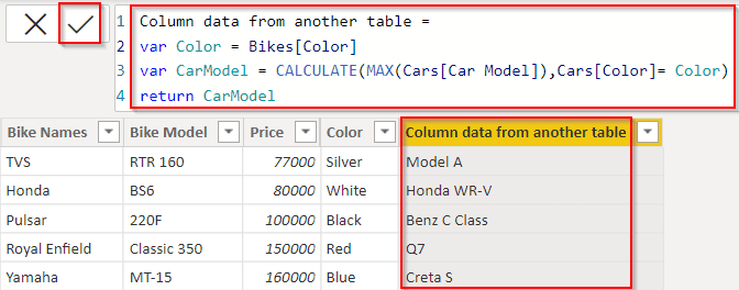 adding two columns from different tables in power bi