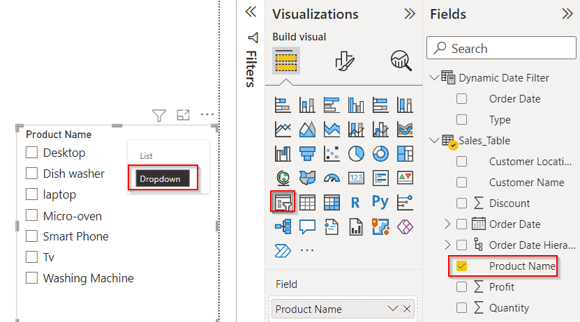 Add a dropdown slicer in Power BI