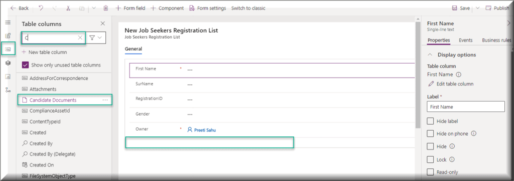 Add a file field to Dataverse Form