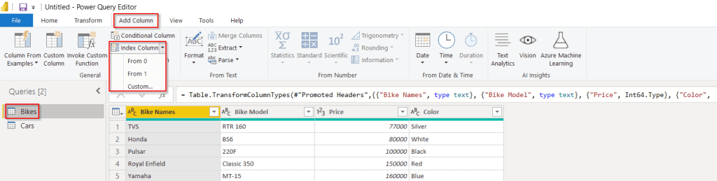 Add column from another table in the power query