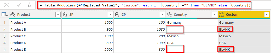 add column if blank using Power Query