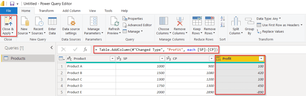 add column using the Power Query example