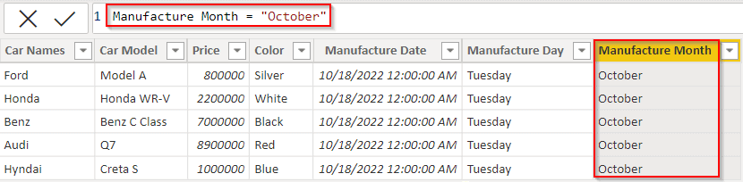 add column with same value in Power BI