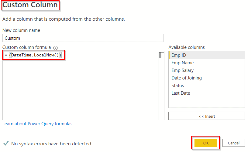 add column with todays date using query editor add column with today's date using query editor