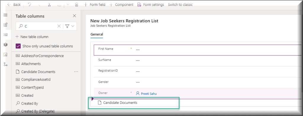 Add dataverse file field to Form