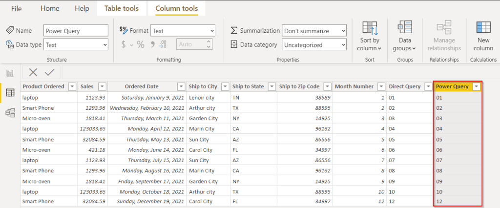 add Leading Zero to Month in Power BI example