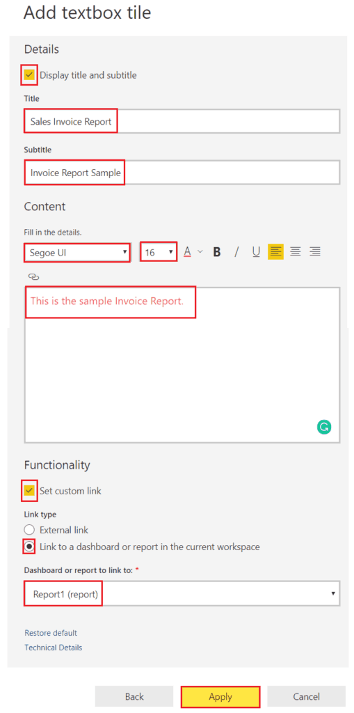 power bi dashboard title