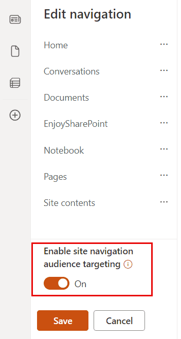 audience targeting left navigation sharepoint online