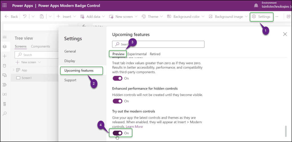 Badge control in Power Apps