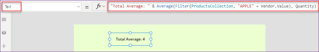 calculate average in PowerApps