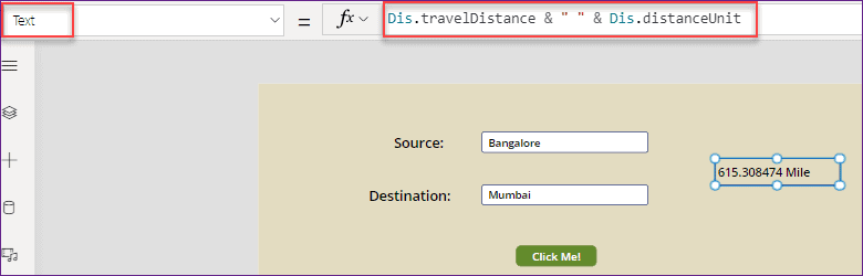 calculate distance in PowerApps