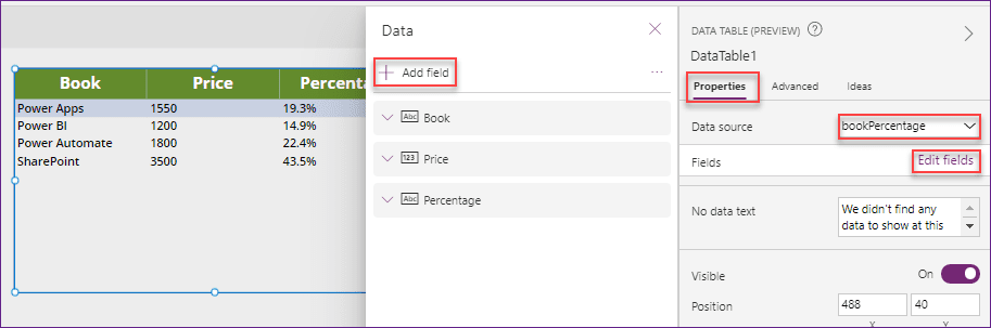 Calculate percentage in PowerApps