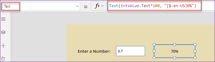 calculate percentage in PowerApps