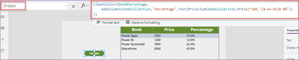 Calculate percentage PowerApps