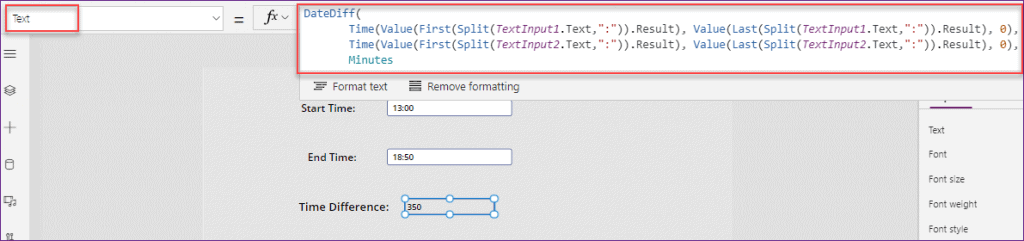 calculate the time difference in PowerApps