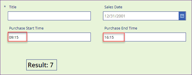 calculate time difference in Power Apps