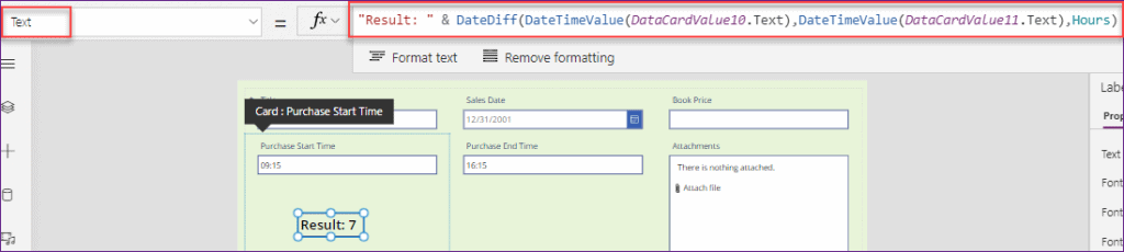 calculate time difference in PowerApps