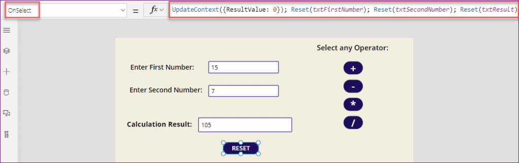 Calculator in Power Apps