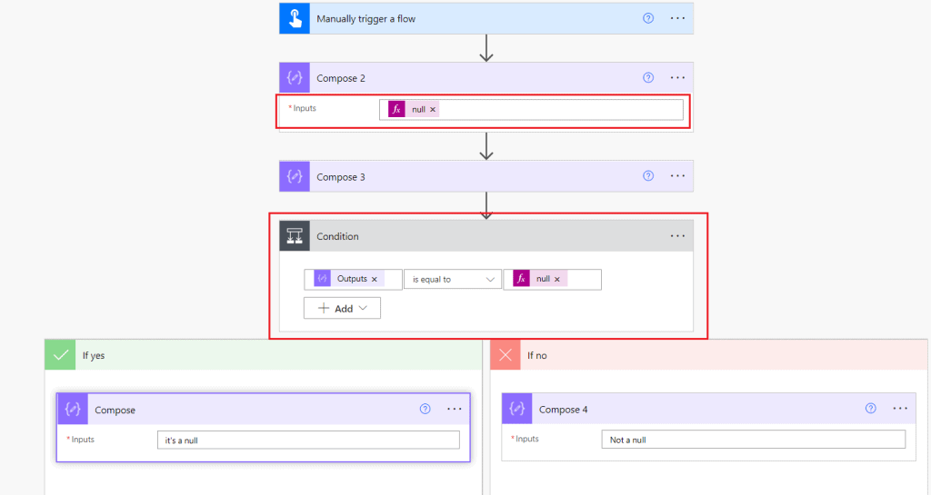 Check a field is empty or not in MS Flow