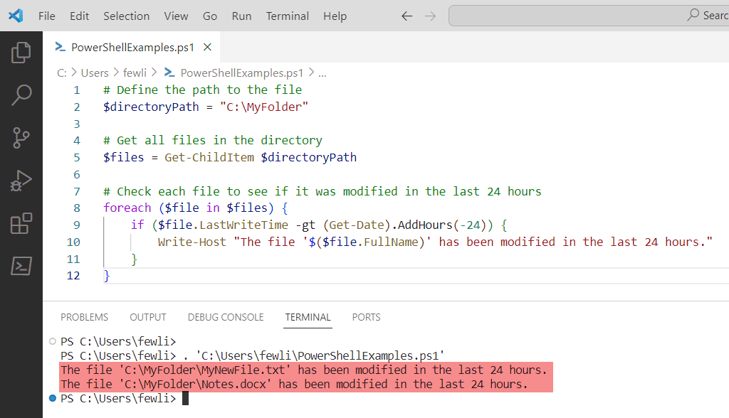 check if file modified in last 24 hours powershell