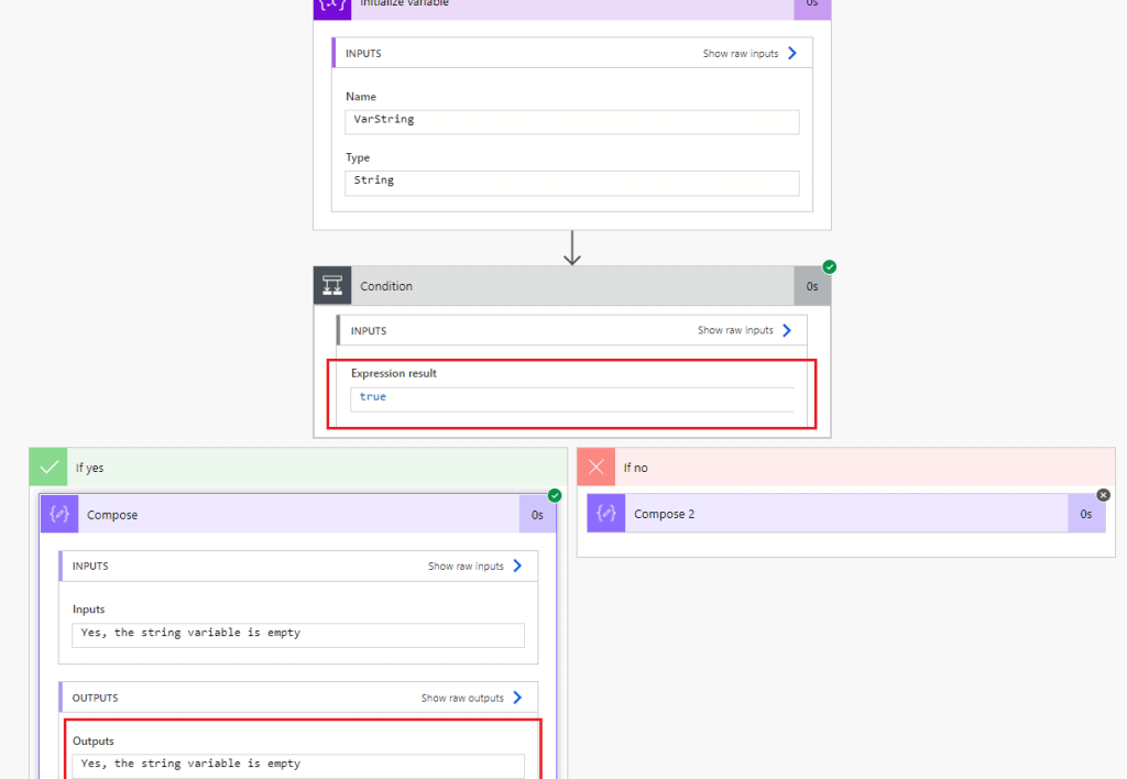 Checking if string is empty or null in MS Flow