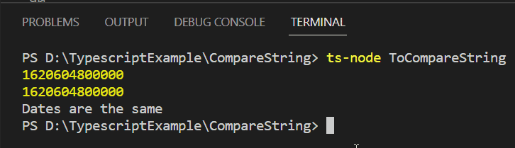 compare two string dates typescript