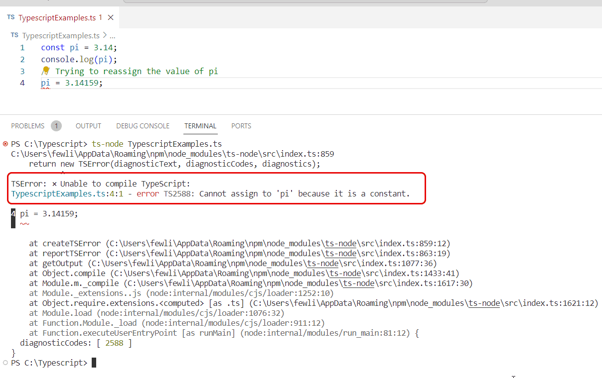const Keyword in Typescript