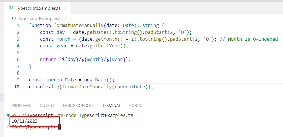 convert date to string format dd/mm/yyyy in Typescript