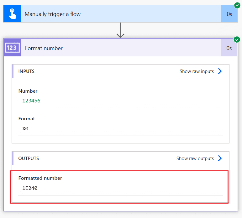 Convert number to hexadecimal Power Automate