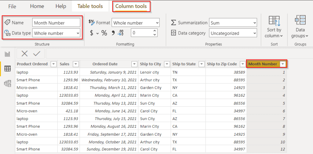 convert number to text with leading zeros in Power BI example